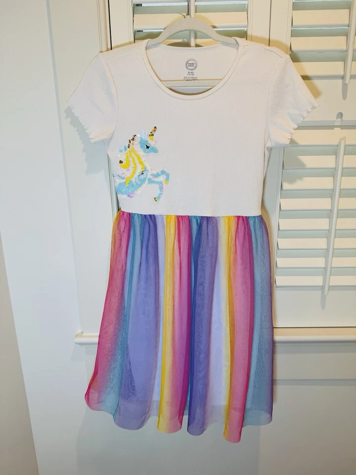 Vestido Tutú Wonder Nation Unicornio Lentejuelas Arco Iris Tul Niñas XL 14/16 Foto 1 de 4