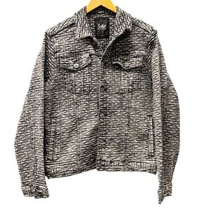 Chaqueta Switch Notable Para Hombre Grande Camionero Gris Negro Texturizado Denim Abotonada - Imagen 1 de 9