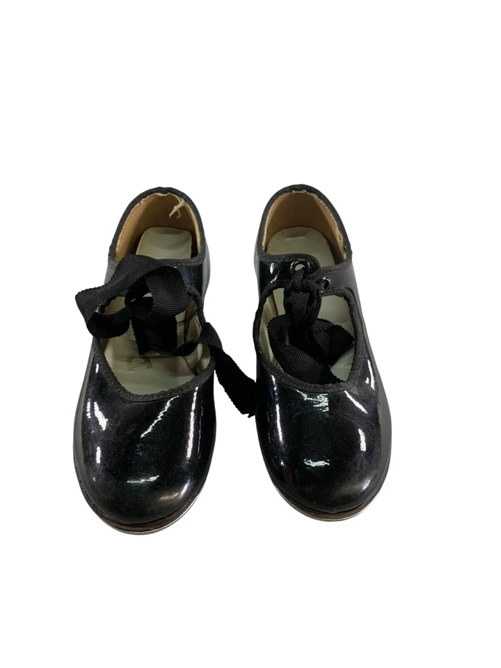 Niñas Jóvenes Zapatos de Tap Dance Talla 10.5 Negro Patente Mary Jane Cinta Super Taps Foto 1 de 4