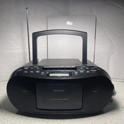 Sony CFD-S50 CD Player Cassette Recorder AM/FM Radio Portable Mini Boombox Black - Image 1 of 4