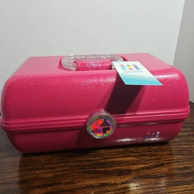 Caboodles Make Up Carrying Case Cosmetics Storage Deep Pink Sparkle Never Used - Image 1 of 4