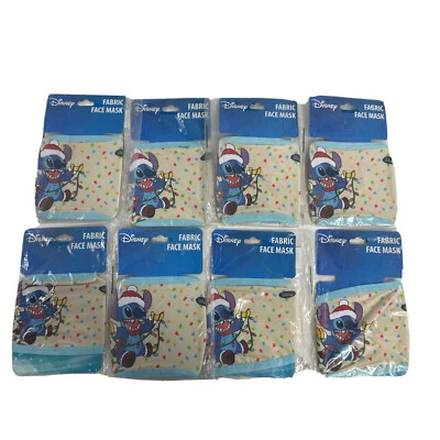 Disney Stitch Christmas Fabric Face Mask Kids size Use 8-PACK NEW - Image 1 of 4