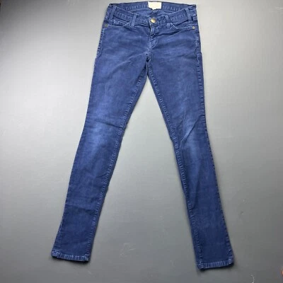 Pantalones ajustados de pana Current Elliott para mujer talla 25 azules tiro bajo elásticos Y2K Foto 1 de 4