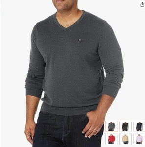 TOMMY HILFIGER Men`s V-neck Sweater Flag Logo Size L XL 2XL Orange Blue Black - Bild 1 von 18