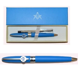 Juego de Escritorio Masonic Pen en Azul Mason Exhibición Caja de Regalo - Imagen 1 de 4