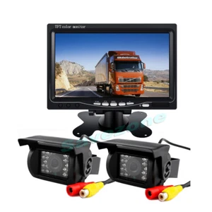 2*18 IR LED CCD Reverse Camera + 7" LCD Monitor Car Rear View Kit for Bus Truck - Picture 1 of 12