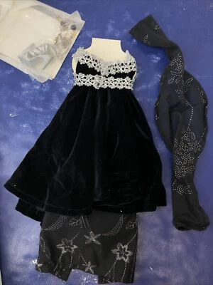 "Traje de 20"" hecho artesanal para muñecas tamaño Cissy negro plateado vestido y zapatos i58" Foto 1 de 4