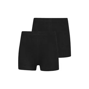 Girls Black Cycling Shorts 2 Pack Cotton Jersey PE School Under Skirt Ex Store - Picture 1 of 1