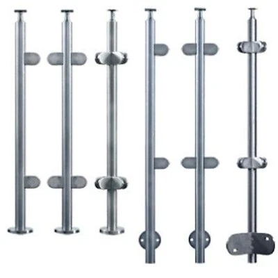 Edelstahl Pfosten Geländer Handlauf Treppen Balkone Terrassen mit Glashalter - Bild 1 von 4