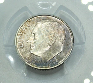 PCGS MS66FB 1962 Roosevelt Silver Dime Gorgeous Toning - Picture 1 of 7