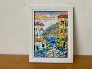 Gardasee Italien Ölgemälde auf Malkarton Original Sommer Landschaft Gemälde - Picture 1 of 8