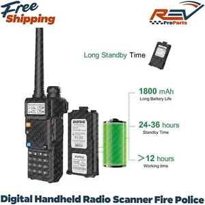 Digital Handheld Radio Scanner Fire Police VHF FM EMS Ham 2 Way Transceiver Dual - Picture 1 of 8