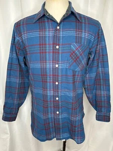 Camisa PENDLETON Para Hombres M Lana Virgen Franela Azul Rojo Cuadros De Colección Hecha en EE. UU. - Imagen 1 de 5