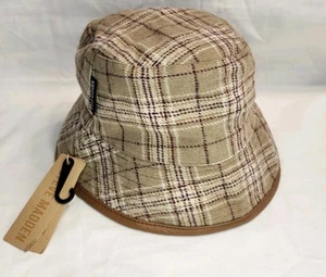 Steve Madden Women's Plaid Bucket hat Adult Camel Reversible New With Tags - Picture 1 of 11