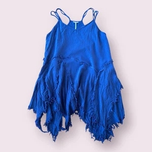 Free People Dress Womens Size Medium Blue Sleeveless Frayed - Picture 1 of 7