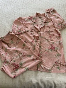 BedHead Pajamas 2 Piece Set Top Pants L 100% Cotton USA Made Pink Flowers - Picture 1 of 14