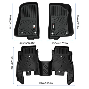 MKR TPE Car Floor Mats Black 3PCS For Jeep Wrangler JL 2018+ 4 Doors Model - Bild 1 von 2