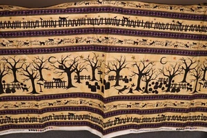 36"L x 44"W Black Cat Crossing by Maywood Halloween Theme Cats Trees Fences - Picture 1 of 11