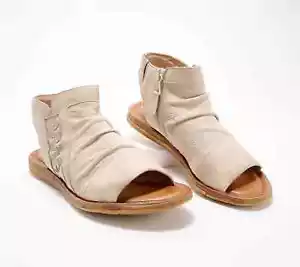 Miz Mooz Leather WIDE Ruched Sandal 9-9.5W 40 LINEN - Picture 1 of 2