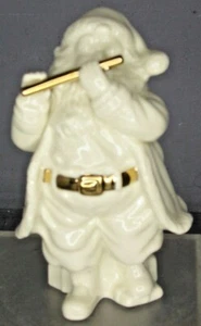 LENOX 5 INCH WHITE CERAMIC SANTA WITH GOLD FLUTE AND BELT STANDING ON GIFTS - Picture 1 of 4