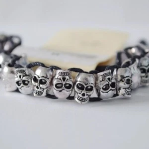 Pulsera Punk Calavera Dije Joyería Halloween, Hombres, Mujeres, Cordón Negro Ajustable - Imagen 1 de 3