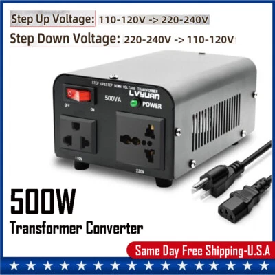 Home 500W Voltage Converter Transformer 110V to 220V 220V to 110V Step Up & Down - Image 1 of 4