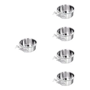 5 Pack Stainless Steel Pet Bowl Cat Feeding Bowls Hanging Water Holder - Picture 1 of 12