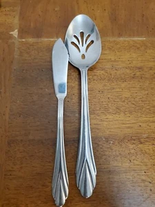 Hampton Silversmiths ROSE Stainless Glossy Silverware Serving Spoon Butter Knife - Picture 1 of 5