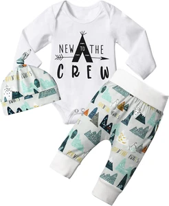 Baby Boy Clothes Tattoo Sleeve Funny Romper Bodysuit+Pants 3PCS Infant Outfits S - Picture 1 of 12
