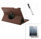 360° Brown Rotating Ipad Mini 2 3 Smart Leather Cover Case + Protector +...