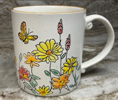 Taza de café grande Butterfly Flower Valley blanco Spectrum Designz 21 onzas nueva Foto 1 de 4