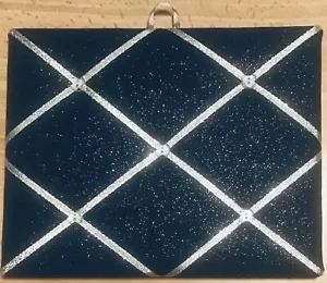 French Bulletin Board Photo Memo Board Blue Silver Sparkles Print 8 x 10 inches - Picture 1 of 3