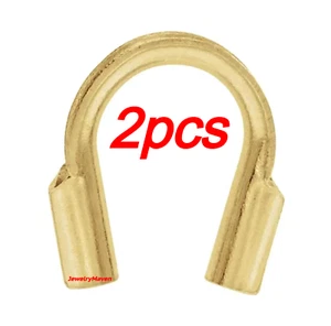 (2) 0,6 mm Oro Amarillo 14 K Cuerda Engarce Alambre Protector Guardián Dedaldo Extremo de Cadena - Imagen 1 de 3