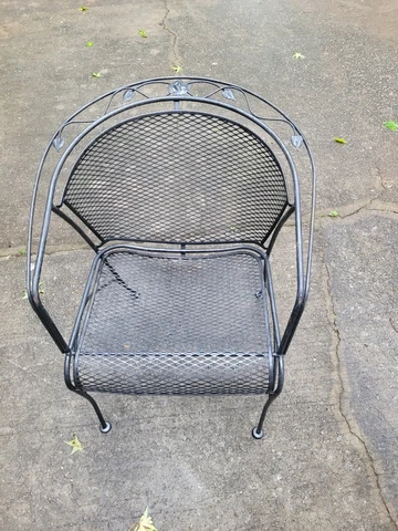 Vintage Black Wrought Iron Barrel Back Garden Patio Chair Cover