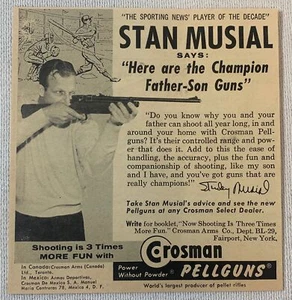 Anuncio Crosman Pellguns 1959 ~ Stan Musial - Imagen 1 de 1