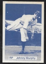 1975 TCMA Johnny Murphy NEW YORK YANKEES  UNSIGNED  2-1/2 x 3-3/4  PHOTO CARD #1