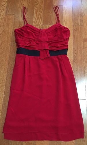 Abito nuovo con etichette Tory Burch rossetto rosso seta Conelly fodero taglia 14