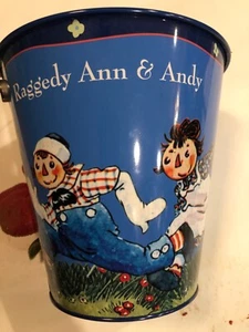 ONE DOZEN TWELVE 12 RAGGEDY ANN AND ANDY CHILDS SAND PAIL BEACH TOY METAL - Picture 1 of 7
