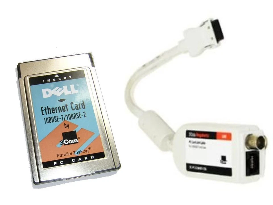 3Com EtherLink III PCMCIA Ethernet LAN PC Card 3C589D + Combo Dongle Cable Dell - Image 1 of 1