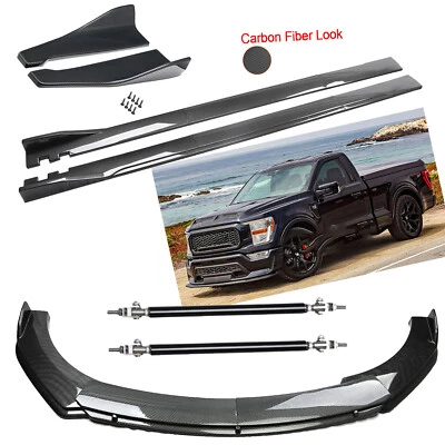 Carbon Fiber For Ford F150 F-150 Front Bumper Lip Rear Splitter Spoiler Body Foto 1 de 4