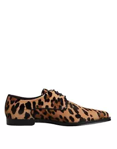 Dolce&Gabbana Men Brown Derby Shoes Fur Leather Leopard Print Booties Sz EU 41.5 - Picture 1 of 8
