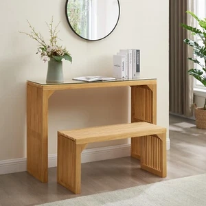 Dining Bench and Table, Pine Indoor Wood Bench for Entryway,Living Room,Kitchen - Picture 1 of 12
