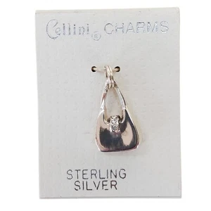 Vintage Cellini Sterling Silver Charm Purse Pave Rhinestones Lady Style Gift NEW - Picture 1 of 2