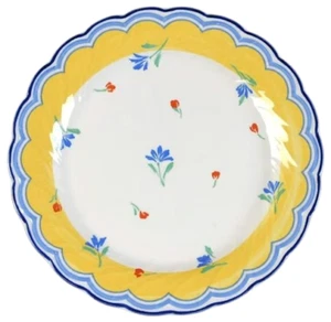 4 small appetizer PLATES / SANGO Scala 258002 / white yellow blue floral flowers - Picture 1 of 5