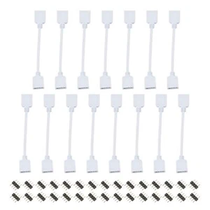 4 Pin 10mm RGB LED Strip Extension Cable 300mm White 15Pcs with 30Pcs Male Plugs - Picture 1 of 5