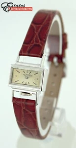 Vintage Le Coultre Etrier 14k Solid White Gold Ladies Watch - Picture 1 of 9
