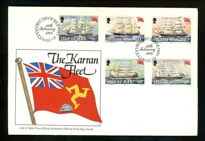 Postal History Isle of Man FDC #254-258 Karran Tall Sailing Ships Falkland 1984 - Image 1 of 4