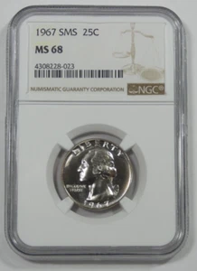 Washington Quarter 1967 certificado por SMS NGC MS 68 - Imagen 1 de 4