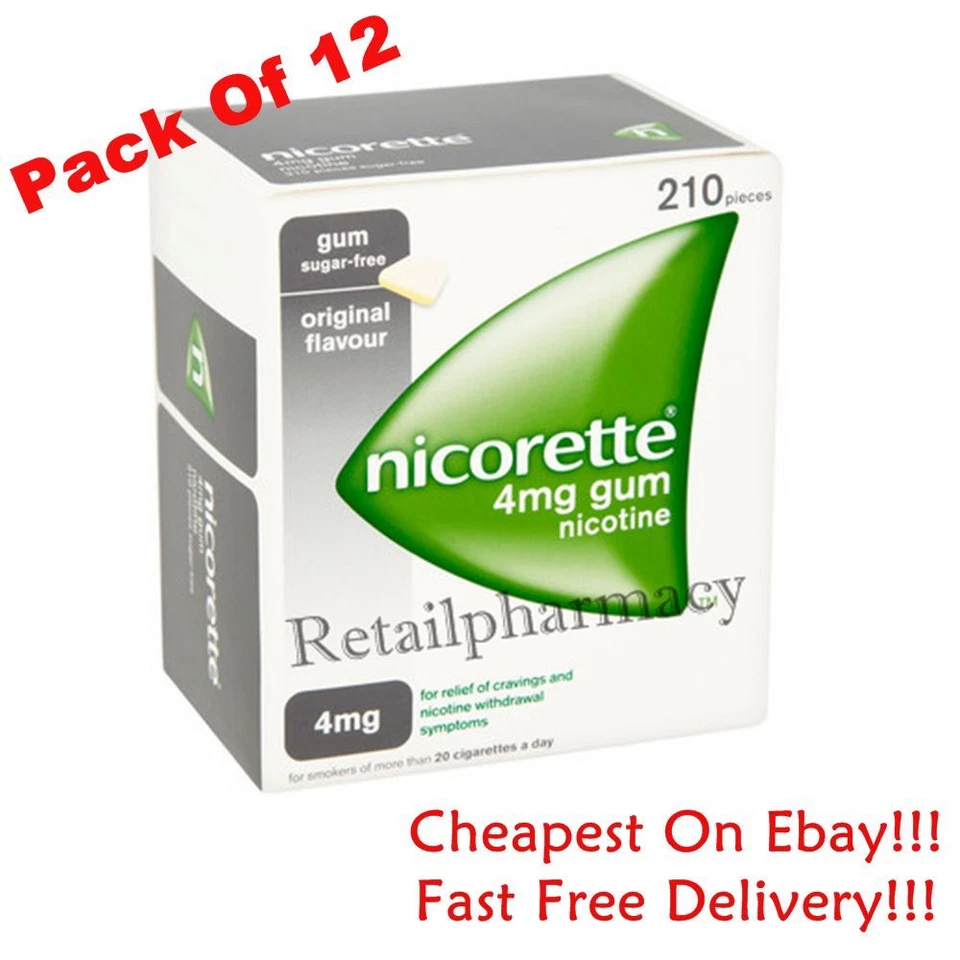Nicorette Kaugummi Original Geschmack 4 mg 210 Kaugummi erhältlich in 12er Pack Ablaufdatum 2027