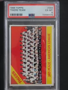 Tarjeta de béisbol 1966 Topps #583 Tigers Team SP (EX-MT) PSA 6 - Imagen 1 de 2
